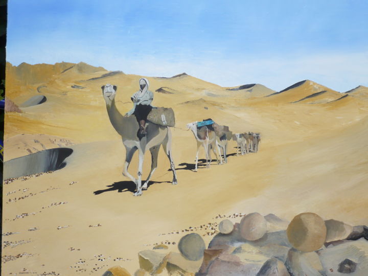 Pintura intitulada "Sahara,refuge de l'…" por Jean Claude Colombano, Obras de arte originais, Óleo