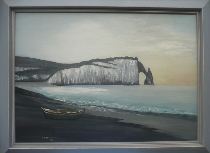 Pintura titulada "La falaise d'Etretat" por Jean Claude Colombano, Obra de arte original, Oleo