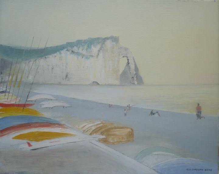 Pintura intitulada "La falaise d'Etreta…" por Jean Claude Colombano, Obras de arte originais, Acrílico