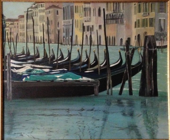 Painting titled "Venise,le grand can…" by Jean Claude Colombano, Original Artwork, Oil