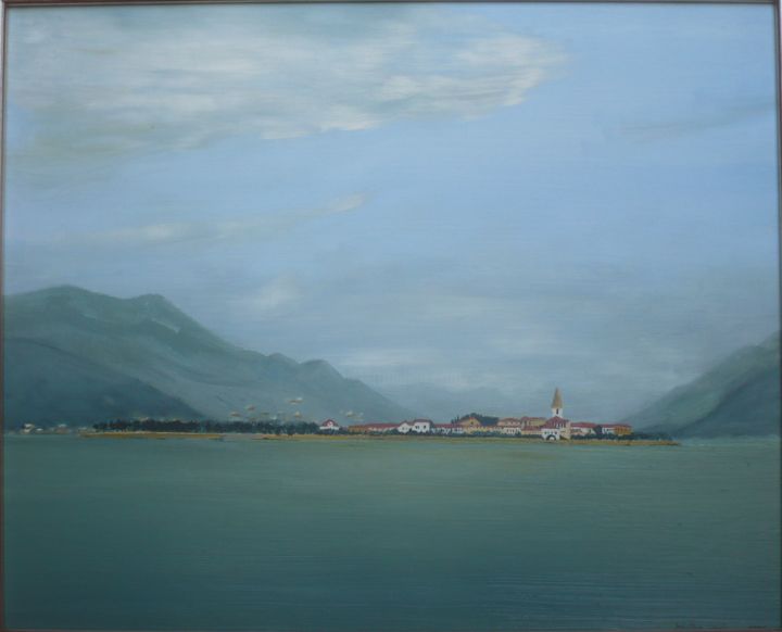 Pintura intitulada "L'île des pécheurs" por Jean Claude Colombano, Obras de arte originais, Óleo