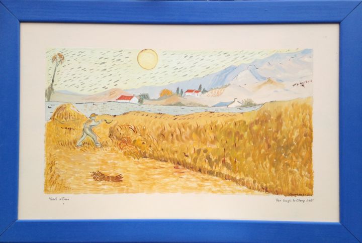 Pintura intitulada "le champ de blé" por Jean Claude Colombano, Obras de arte originais, Óleo