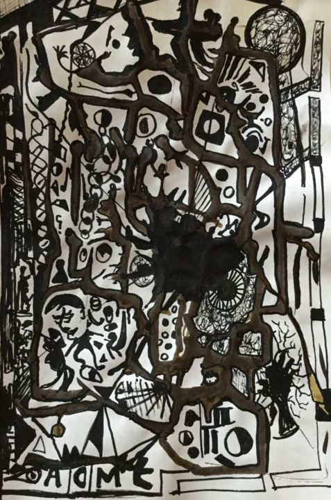 Drawing titled "NoAr 1" by Jean-Claude Delepière, Original Artwork, Marker