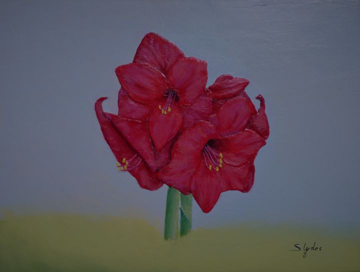 Painting titled "amaryllis" by Slydes, Original Artwork, Oil