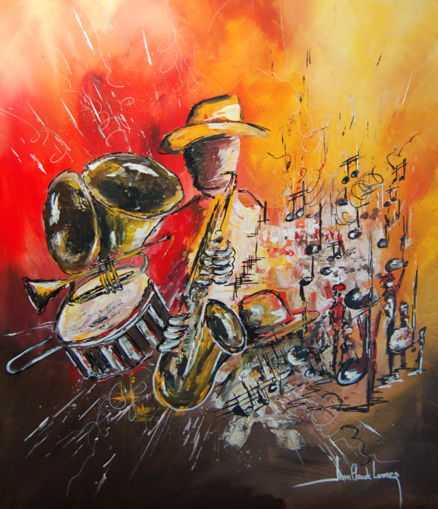 Painting titled "JAZZY" by Jean-Claude Lannes, Original Artwork