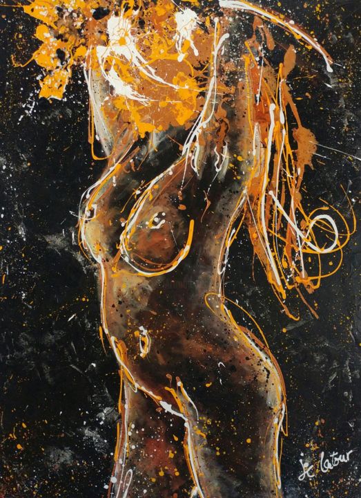 Painting titled "Nue abstrait 1" by Jean-Claude Latour, Original Artwork, Acrylic