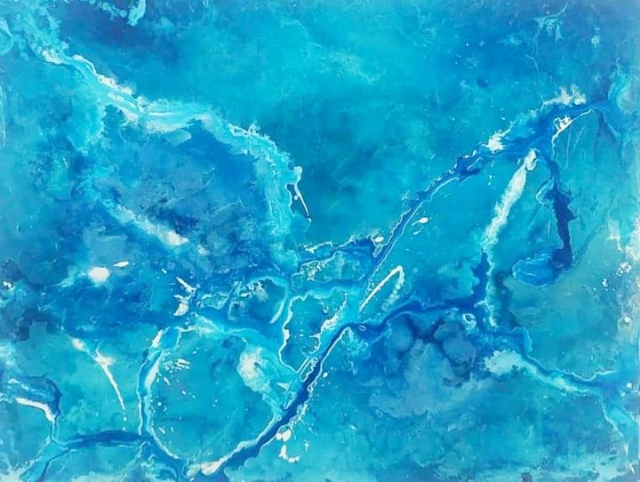 Peinture intitulée "Abstrait Bleu" par Jean-Claude Latour, Œuvre d'art originale, Acrylique