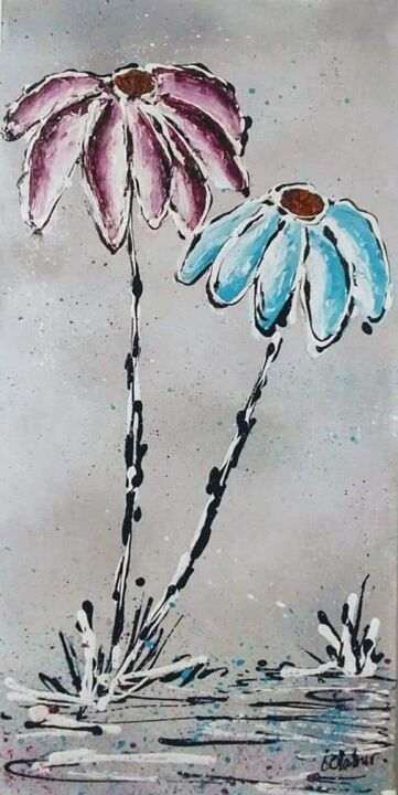 Peinture intitulée "Fleurs 2" par Jean-Claude Latour, Œuvre d'art originale, Acrylique Monté sur Châssis en bois