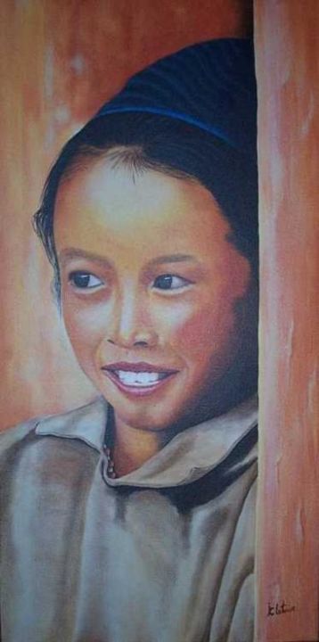 Peinture intitulée "Jeune femme du Laos" par Jean-Claude Latour, Œuvre d'art originale