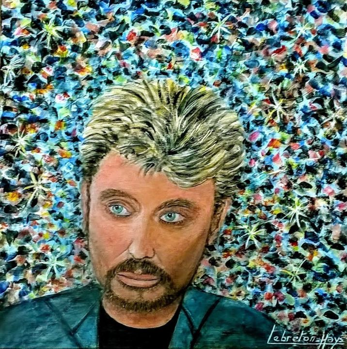 Painting titled "Johnny  Hallyday da…" by Lebreton-Hays, Original Artwork, Acrylic