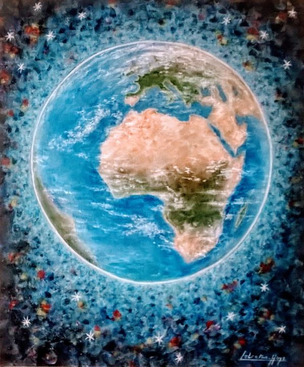 Peinture intitulée "Notre  Terre" par Lebreton-Hays, Œuvre d'art originale, Acrylique