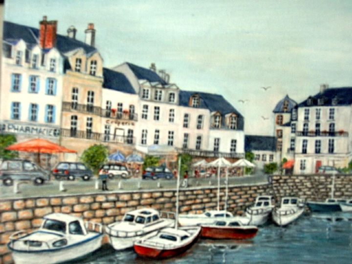 Painting titled "Le port du Croisic…" by Lebreton-Hays, Original Artwork, Oil