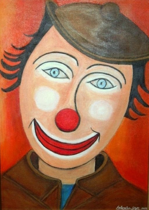 Pintura titulada "le clown" por Lebreton-Hays, Obra de arte original, Oleo