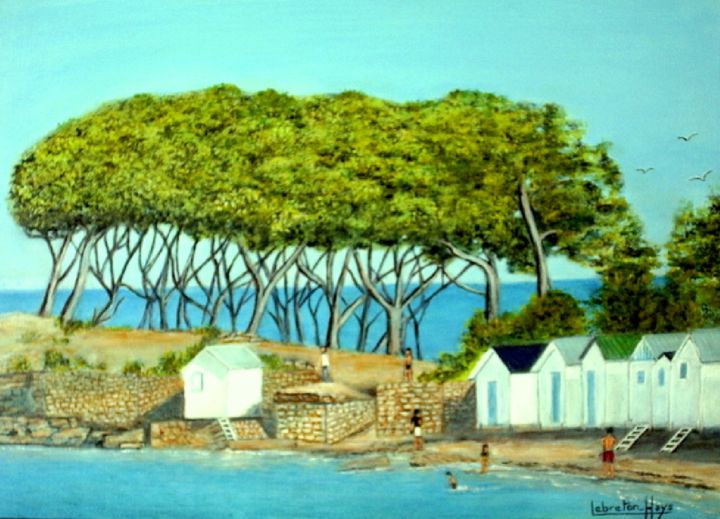 Pintura titulada "La plage-des-dames…" por Lebreton-Hays, Obra de arte original, Oleo