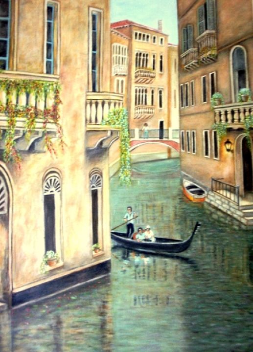 Painting titled "Venise" by Lebreton-Hays, Original Artwork, Oil