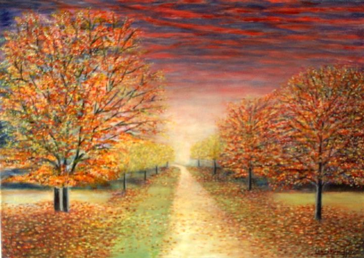 Paysage d automne  avec coucher de soleil Peinture par  Paysage d automne  avec coucher de soleil Peinture par