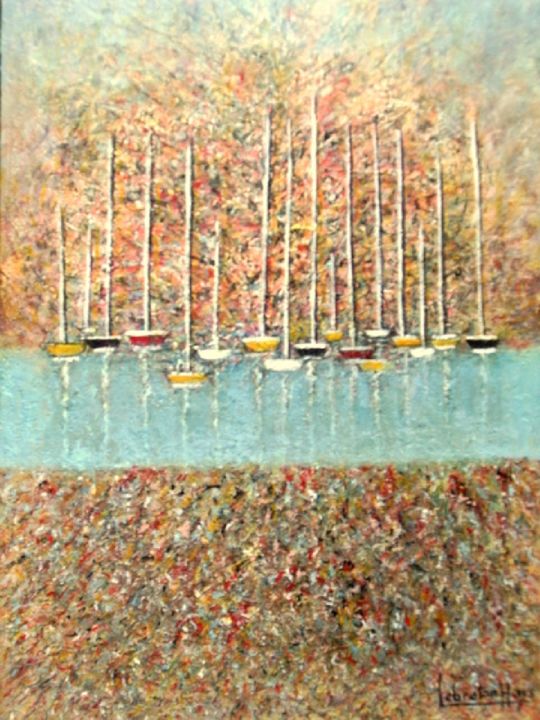 Peinture intitulée "Le port n° 2" par Lebreton-Hays, Œuvre d'art originale, Huile
