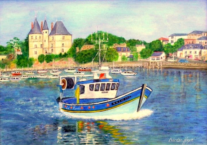 Painting titled "le port de Pornic 44" by Lebreton-Hays, Original Artwork, Oil