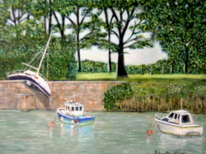 Картина под названием "le canal de la Mart…" - Lebreton-Hays, Подлинное произведение искусства, Масло