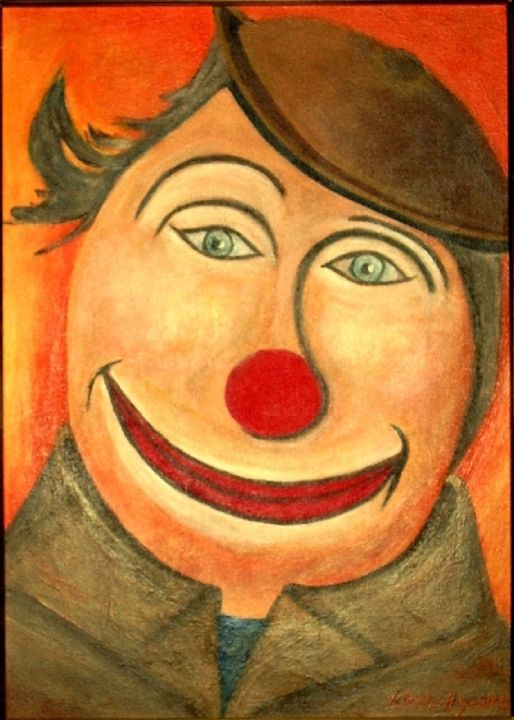 Pittura intitolato "Le clown ; le père ." da Lebreton-Hays, Opera d'arte originale, Acrilico