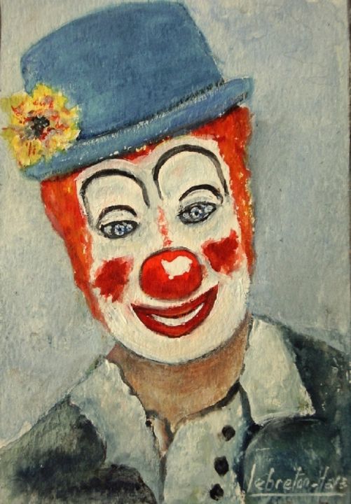 Malerei mit dem Titel "le clown aquarelle" von Lebreton-Hays, Original-Kunstwerk, Aquarell