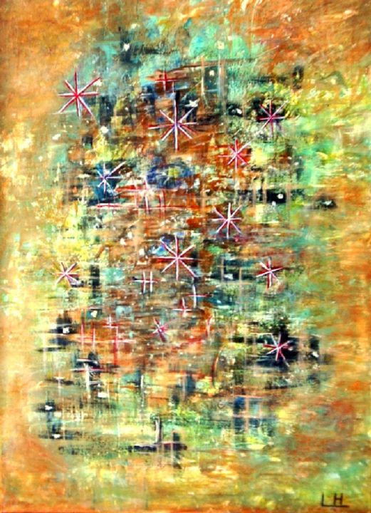 Peinture intitulée "étoiles  - abstrait…" par Lebreton-Hays, Œuvre d'art originale, Acrylique