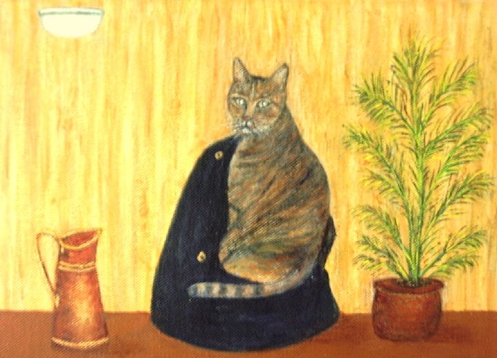 Pintura titulada "Le chat du voisin !" por Lebreton-Hays, Obra de arte original, Acrílico