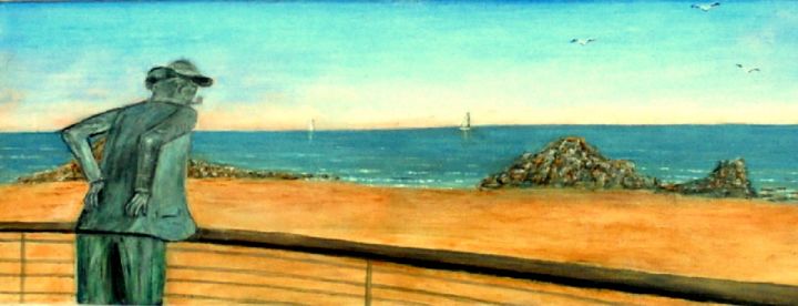 Malerei mit dem Titel "la plage de saint-m…" von Lebreton-Hays, Original-Kunstwerk, Acryl