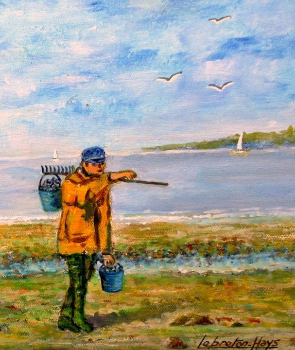 Painting titled "le  pêcheur  de  mo…" by Lebreton-Hays, Original Artwork, Acrylic
