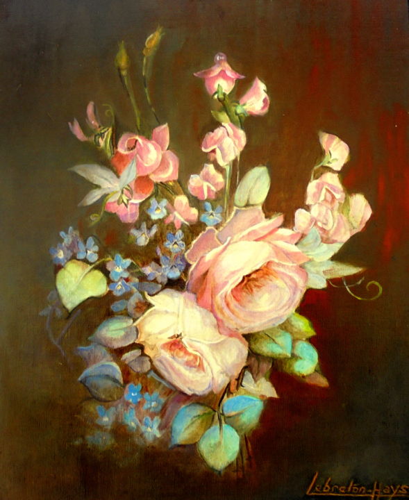 Pintura titulada "des  fleurs" por Lebreton-Hays, Obra de arte original, Oleo