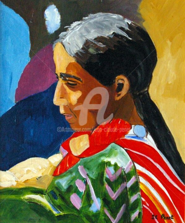 Painting titled "Guatemala - Vieille…" by Jean-Claude Penet, Original Artwork, Acrylic Mounted on Wood Stretcher frame