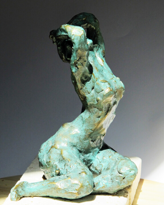 Sculpture titled "imploring woman" by Jean-Claude Sgro, Original Artwork, Bronze