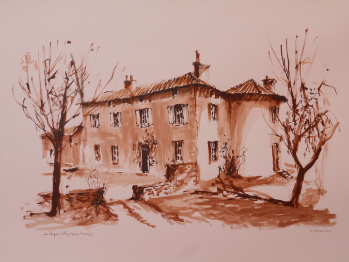 Painting titled "La Maison de Maria…" by Jean Dominique Monneraux, Original Artwork, Ink