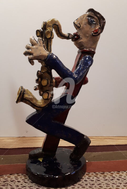 Sculpture titled "Saxo" by Jean Duranel, Original Artwork, Ceramics