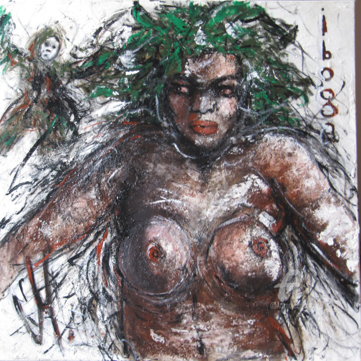 Картина под названием "IBOGA" - Jean Edmond Tropet, Подлинное произведение искусства, Акрил Установлен на Деревянная рама дл…