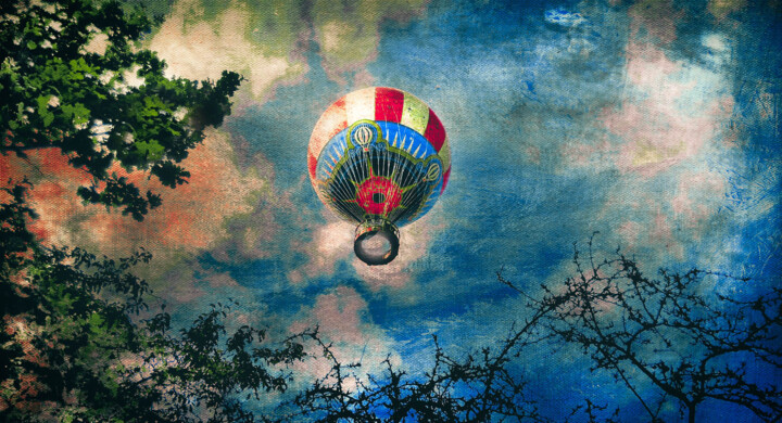 Digital Arts titled "Voyage en ballon" by Jean Fenech, Original Artwork, 2D Digital Work