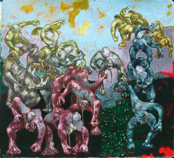 Pittura intitolato "Homogene 65" da Jean Francois Bottollier, Opera d'arte originale, Acrilico