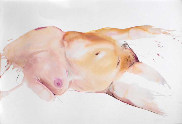 Painting titled "femme-25-02-2014-aq…" by Jean-François Contremoulin, Original Artwork, Watercolor