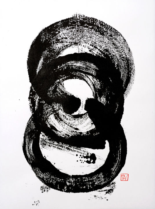Gravures & estampes intitulée "Orbis 2" par Jean-François Frelin (Mindu), Œuvre d'art originale, Monotype