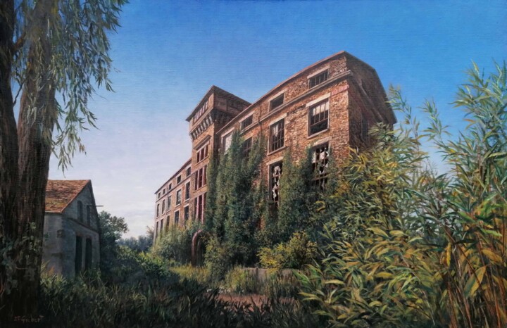 Painting titled "l'Usine" by Jean-François Grébert, Original Artwork, Oil