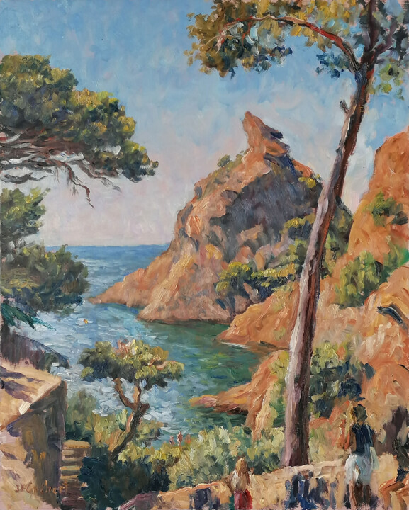 Painting titled "Calanque de Figuero…" by Jean-François Grébert, Original Artwork, Oil