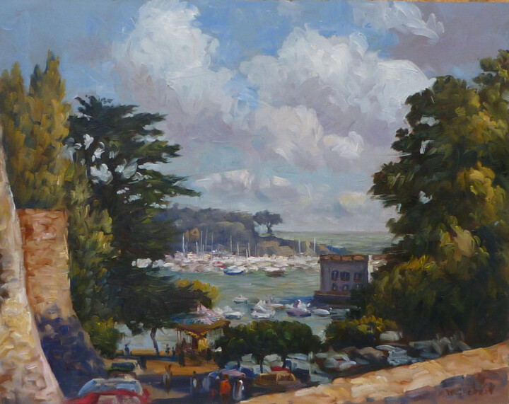 Painting titled "Vue sur Pornic" by Jean-François Grébert, Original Artwork