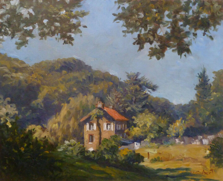 Painting titled "Vallée des Moulins" by Jean-François Grébert, Original Artwork, Oil