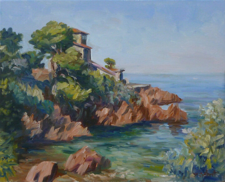 Painting titled "Crique de l'Ile des…" by Jean-François Grébert, Original Artwork, Oil