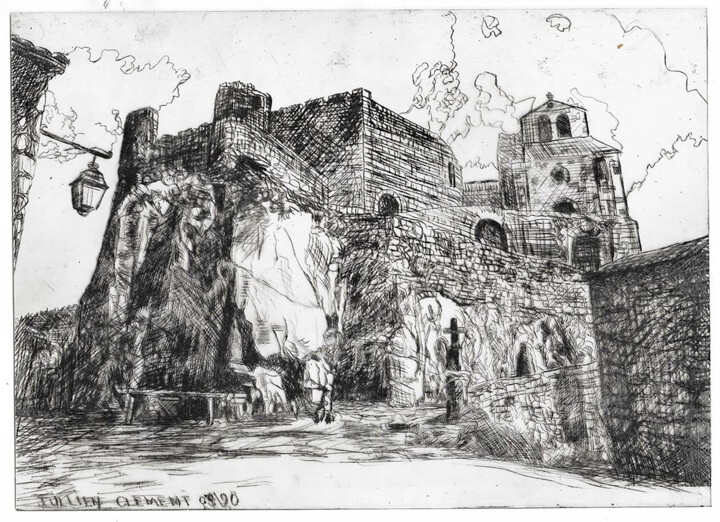 Gravures & estampes intitulée "Ruines du Château d…" par Jean-François Jullien, Œuvre d'art originale, Gravure