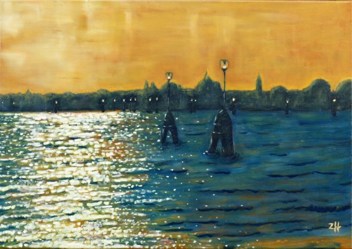 "Venezia 01" başlıklı Tablo Jean-François Zanette tarafından, Orijinal sanat, Petrol