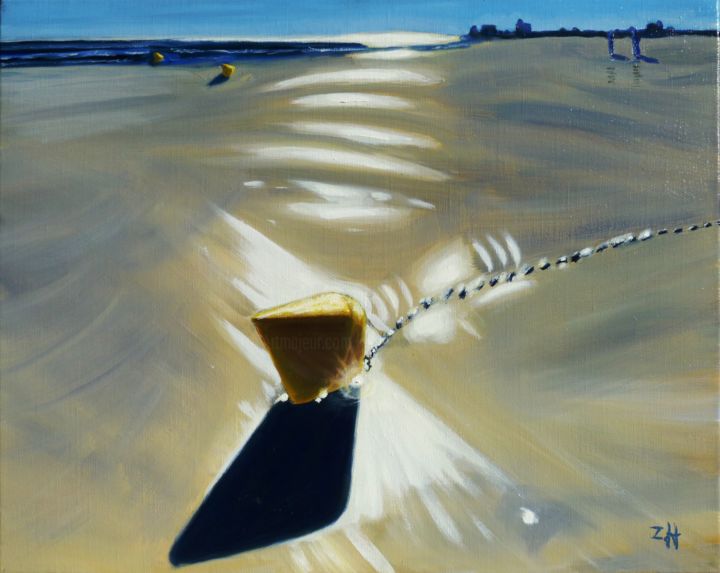 Картина под названием "La bouée / Buoy / B…" - Jean-François Zanette, Подлинное произведение искусства, Масло
