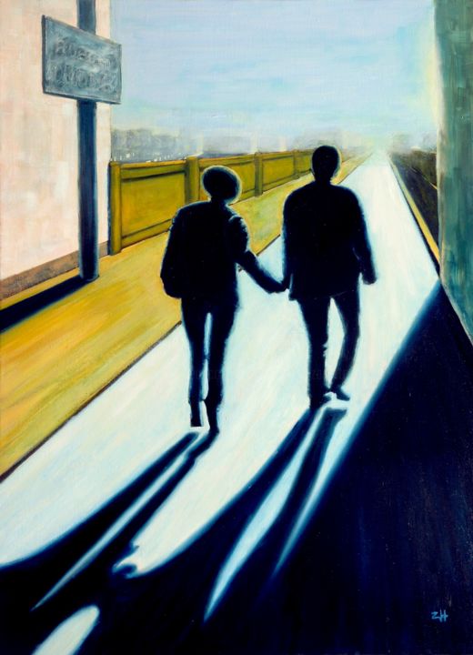 Картина под названием "Rue des Solitudes" - Jean-François Zanette, Подлинное произведение искусства, Масло