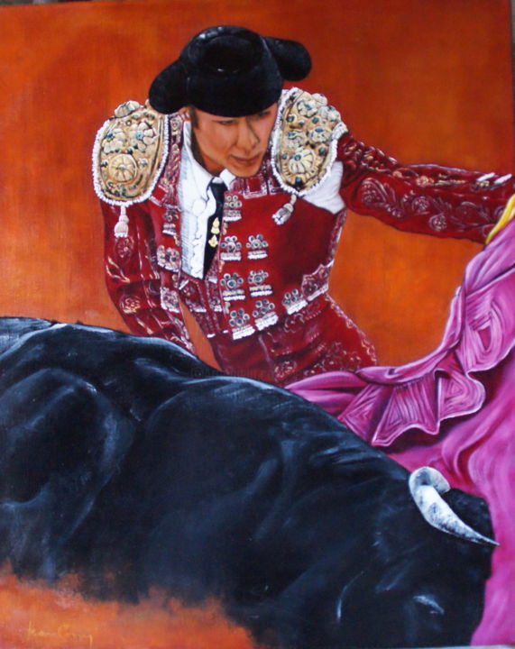 Painting titled "Torero" by Jean Gony, Original Artwork, Oil