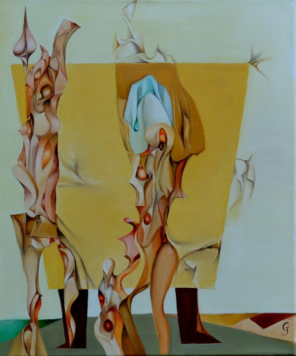 Peinture intitulée "je parle aux ombres" par Jean Gounin, Œuvre d'art originale, Huile